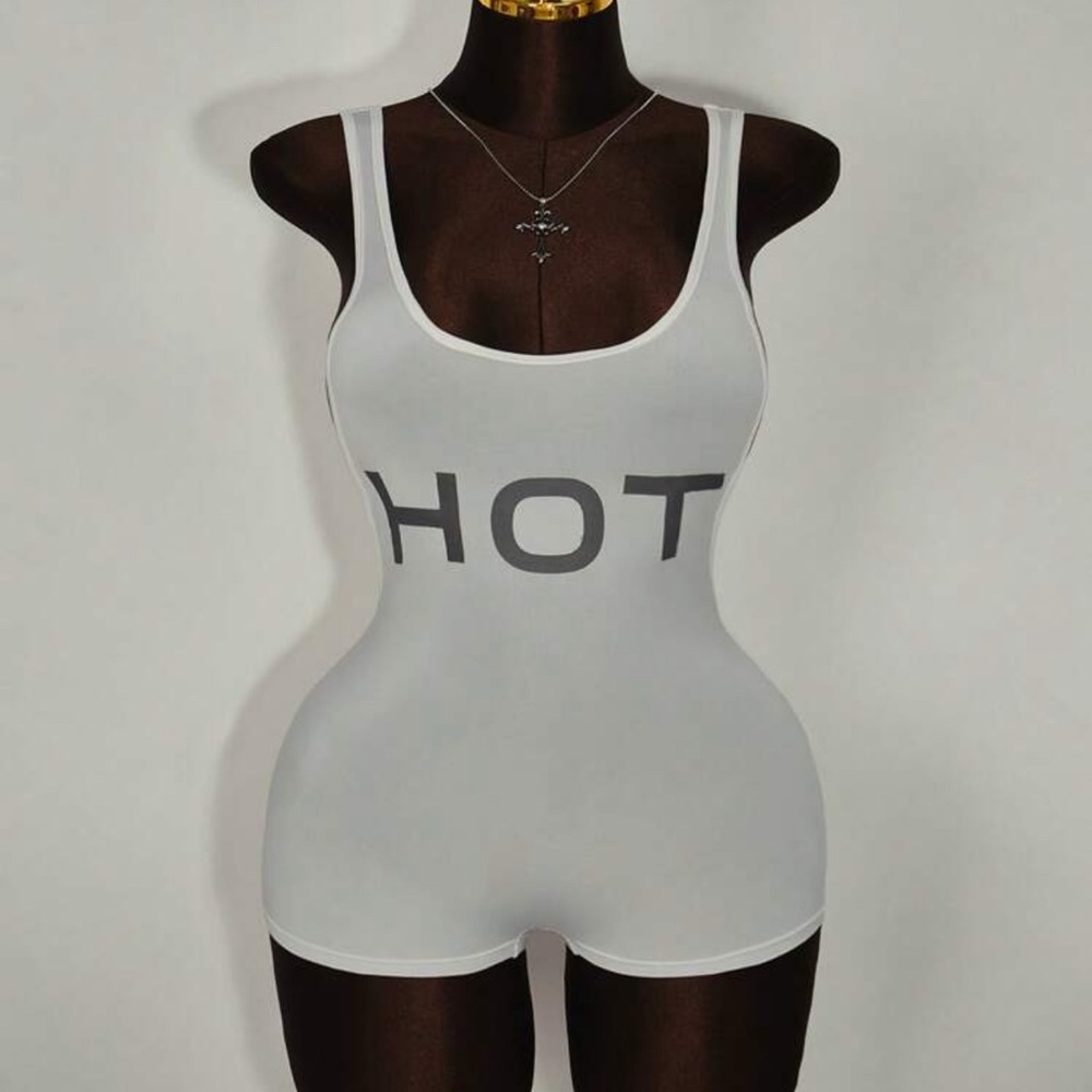 Plus Size 3X Women Slogan
Print Tight Sheer Sleeveless
Jumpsuit